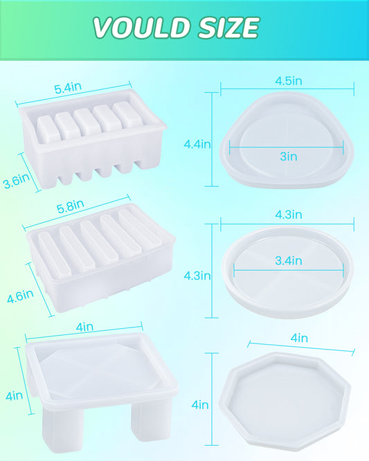 SHORE RESIN 12 Pcs Coaster Resin Molds Silicone