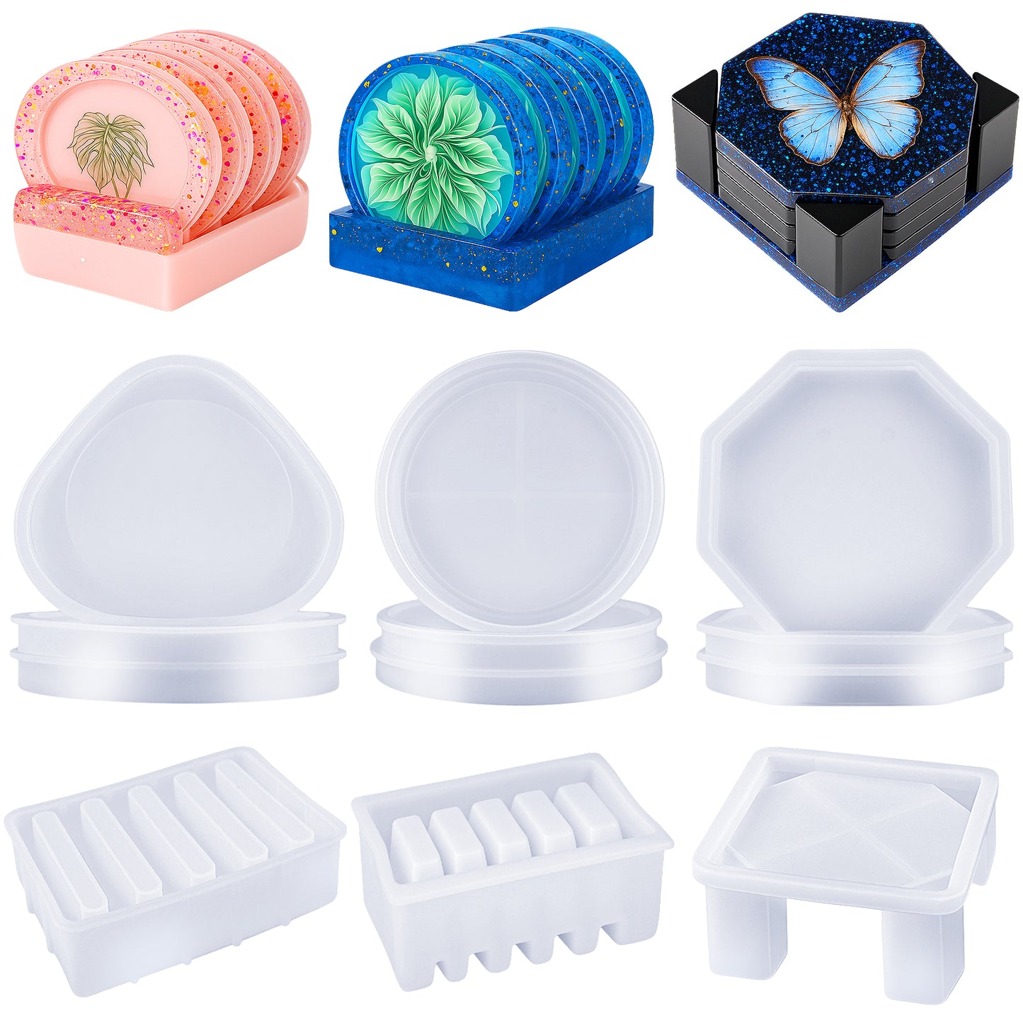 SHORE RESIN 12 Pcs Coaster Resin Molds Silicone