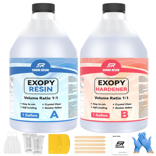 Epoxy Resin 2 Gallon – Crystal Clear 4X Resistant to Yellowing, Food Safe Craft, 1:1 Mix Resin Epoxy for DIY Art, Jewelry, Casting, Electronics, Wood, Boat Repair, Beginners Starter kit