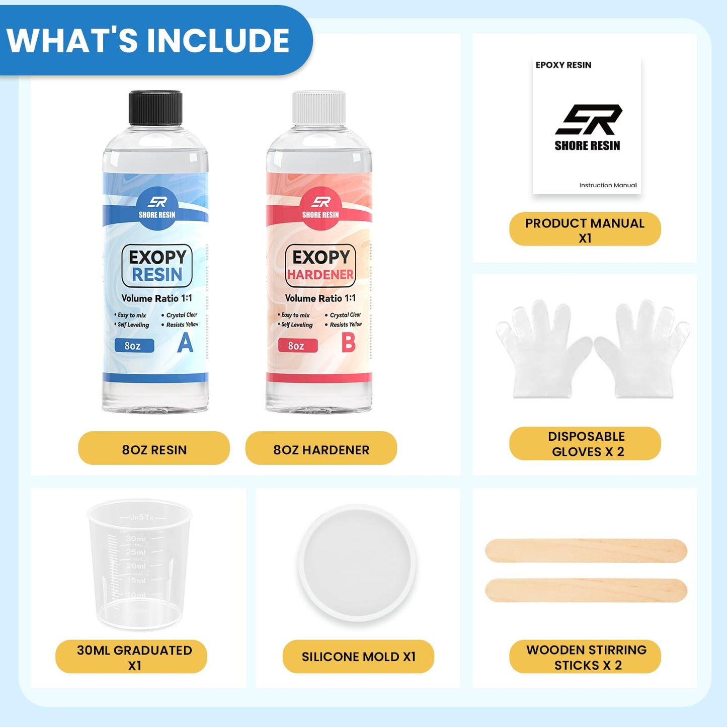 Epoxy Resin 16 oz – Crystal Clear 4X Resistant to Yellowing, Food Safe Craft, 1:1 Mix Resin Epoxy for DIY Art, Jewelry, Casting, Electronics, Wood, Boat Repair, Beginners Starter kit