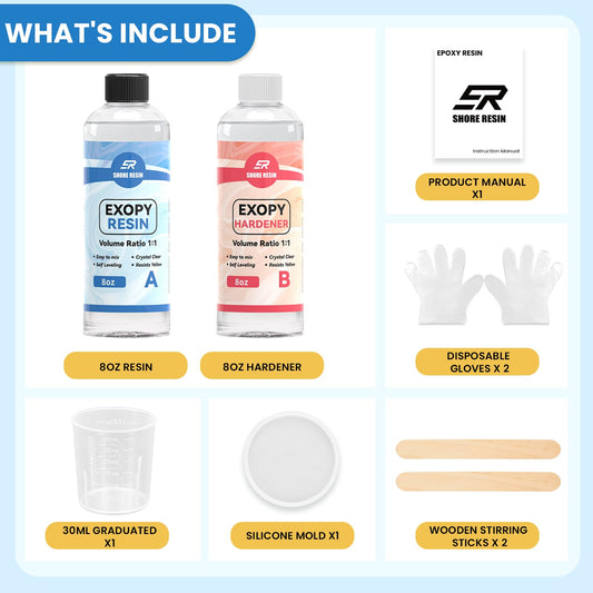 Epoxy Resin 16 oz – Crystal Clear 4X Resistant to Yellowing, Food Safe Craft, 1:1 Mix Resin Epoxy for DIY Art, Jewelry, Casting, Electronics, Wood, Boat Repair, Beginners Starter kit