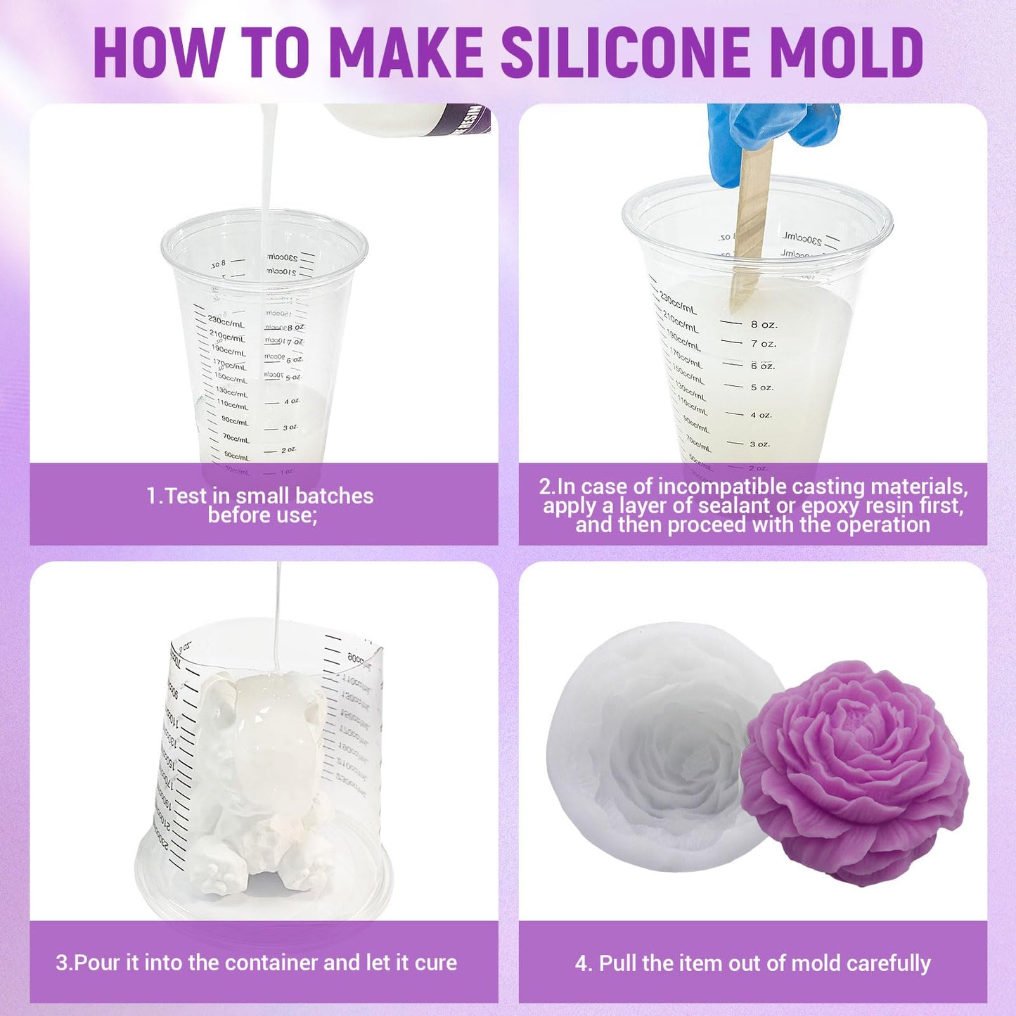 Silicone Mold Making Kit,18oz Platinum Silicone Rubber 15A Liquid Silicon Mix Ratio 1:1 for Casting Resin Molds and DIY Jewelry Molds